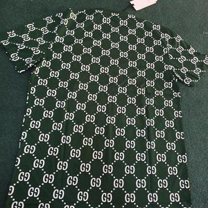 Gucci Shirts - Gucci Green Color Monogram Logo Cotton Gucci Shirts - Gucci Green Color Monogram Logo Cotton